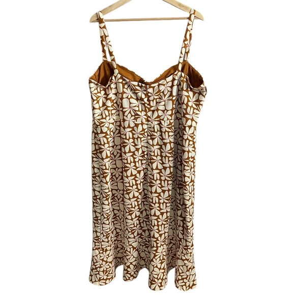 Hutch Floral Slim Midi Dress Brown 3X Romantic Brunch‎ Preppy Feminine Flounce - Picture 4 of 11